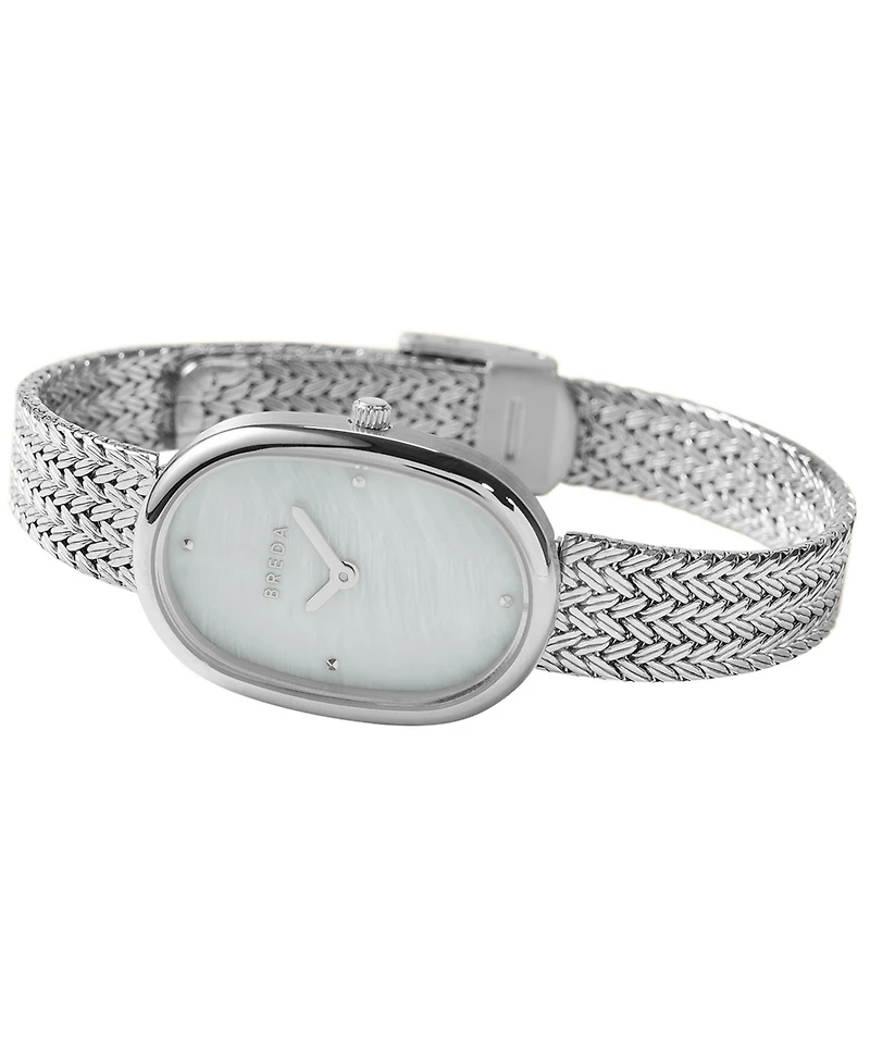 Breda Women's 'Jane Tethered' Silver Stainless Steel Mesh Bracelet Watch, 23mm