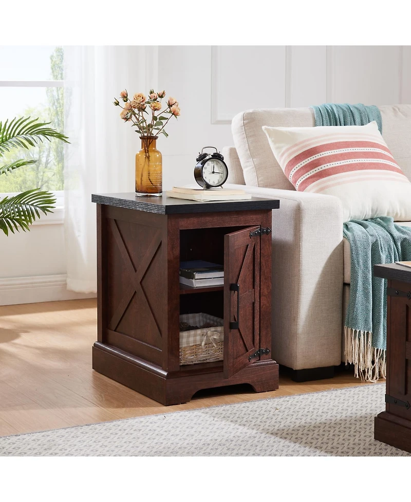 Streamdale Furniture Farmhouse End Table with Barn Door