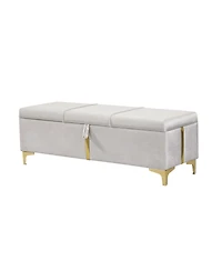 Streamdale Furniture Upholstered Storage Ottoman Bench - Metal Legs, Beige