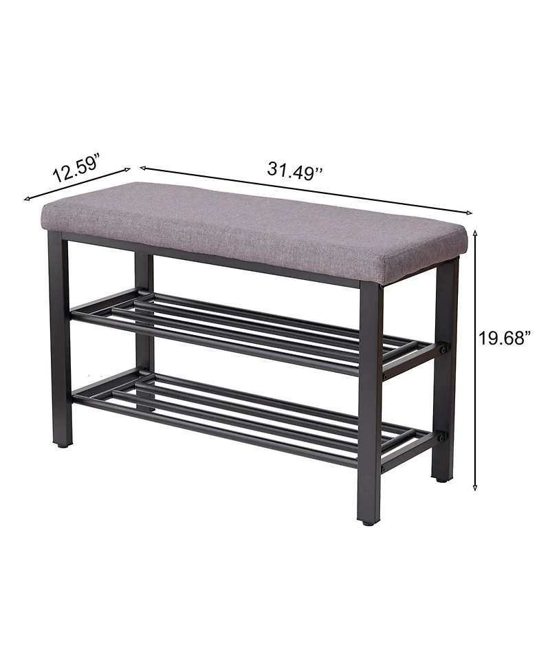 Streamdale Furniture Entryway Shoe Bench with Cushion & Storage Shelf