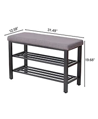 Streamdale Furniture Entryway Shoe Bench with Cushion & Storage Shelf