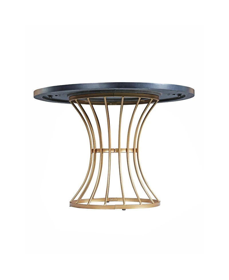 Streamdale Furniture Black Oak 42" Round Dining Table - Wrought Iron Base