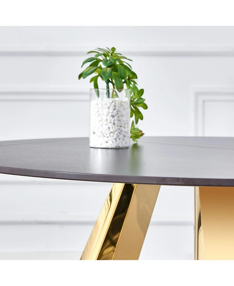 Streamdale Furniture 42" Gold-Plated Granite Table - Seats 4-6 - Dining, Entertaining, Conference