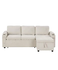 Streamdale 83.5" L-Shaped Sofa Bed with Storage, Cup Holders & Usb