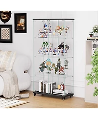 Streamdale Furniture + 31.5"L x 14.2"W x 65.1"H + Glass + 4-Tier, 6 Shelves, Double-Door + Display Cabinet