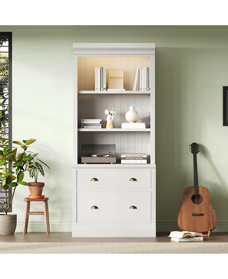 Streamdale Furniture + [Size/Pc. Count if known] + [Material if known] + Lighted + Bookcase with Drawers