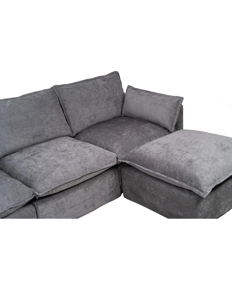 Streamdale Furniture Modern L-Shaped Sectional Sofa with Ottoman