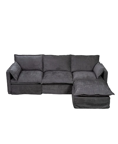 Streamdale Furniture Modern L-Shaped Sectional Sofa with Ottoman