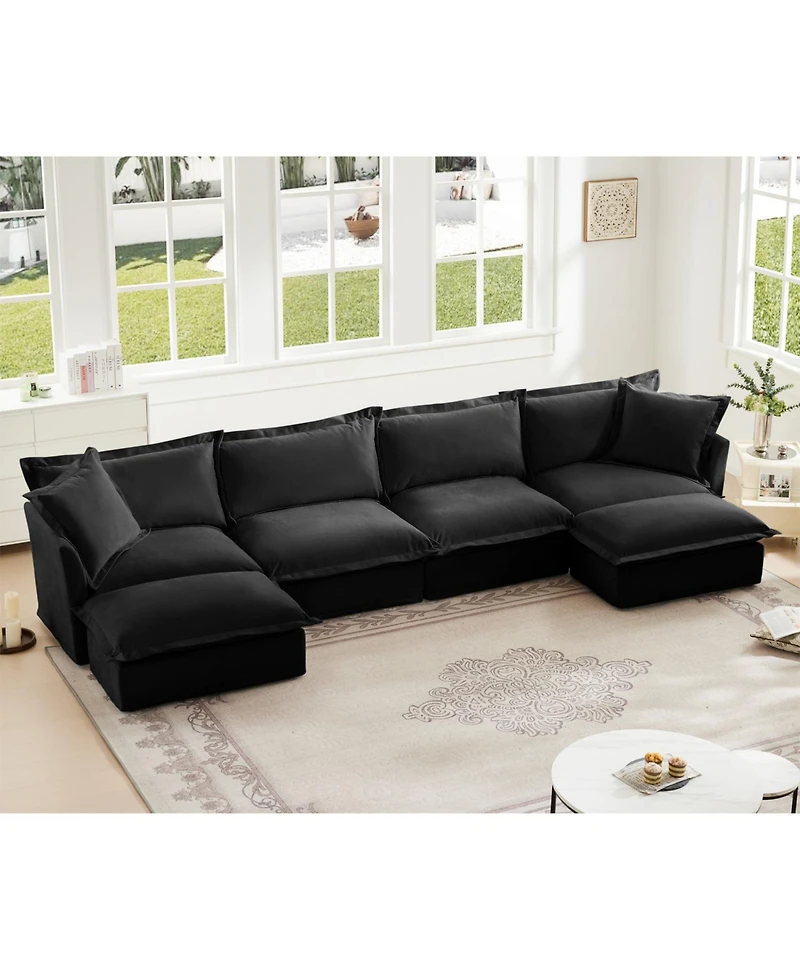 Streamdale Furniture Slipcovered U Shape Sectional Sofa Deep Seat Chenille