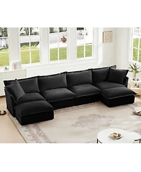 Streamdale Furniture Slipcovered U Shape Sectional Sofa Deep Seat Chenille