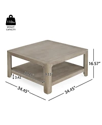 Streamdale Furniture Square Coffee Table With Storage,Light Ash