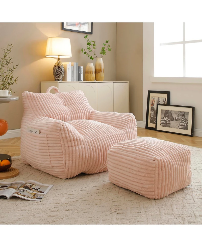 Streamdale Furniture Giant Plush Bean Bag Chair with Footstool