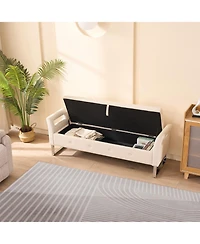 Streamdale Furniture Velvet Storage Bench with Armrests - 67.91" Wide