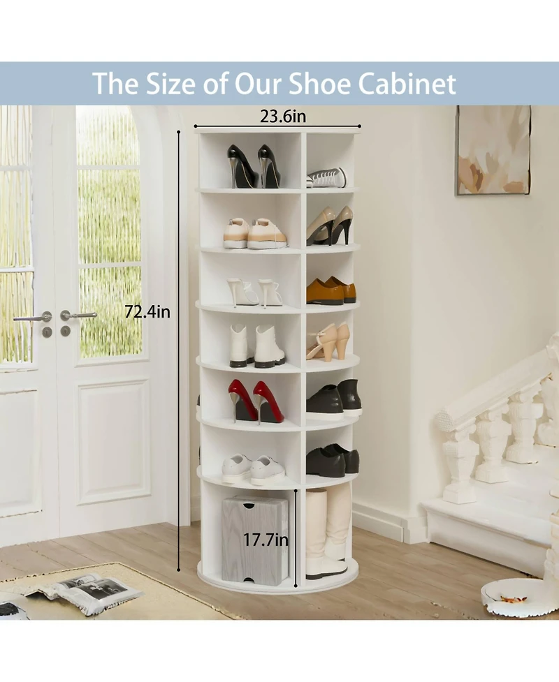 Streamdale 7-Tier Spinning Shoe Rack 360 Revolving Organizer, Fits 28 Pairs