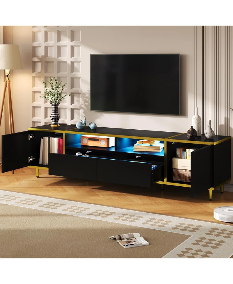 Streamdale Furniture 70.9" Led Tv Stand - 2 Shelves Drawers & Cabinets