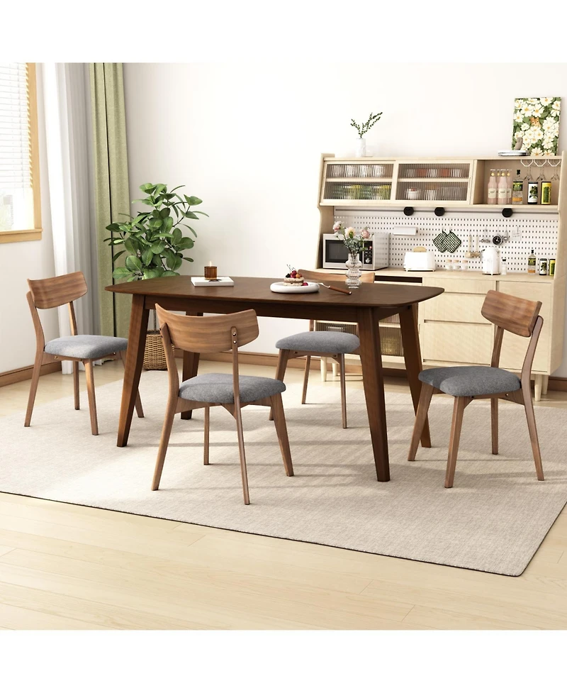 Streamdale Furniture 5-Pc Mid-Century Walnut Dining Set with Chairs
