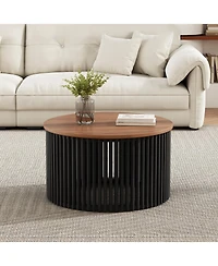 Streamdale Furniture Acacia Wood Coffee Table - 30" Round Easy Assembly