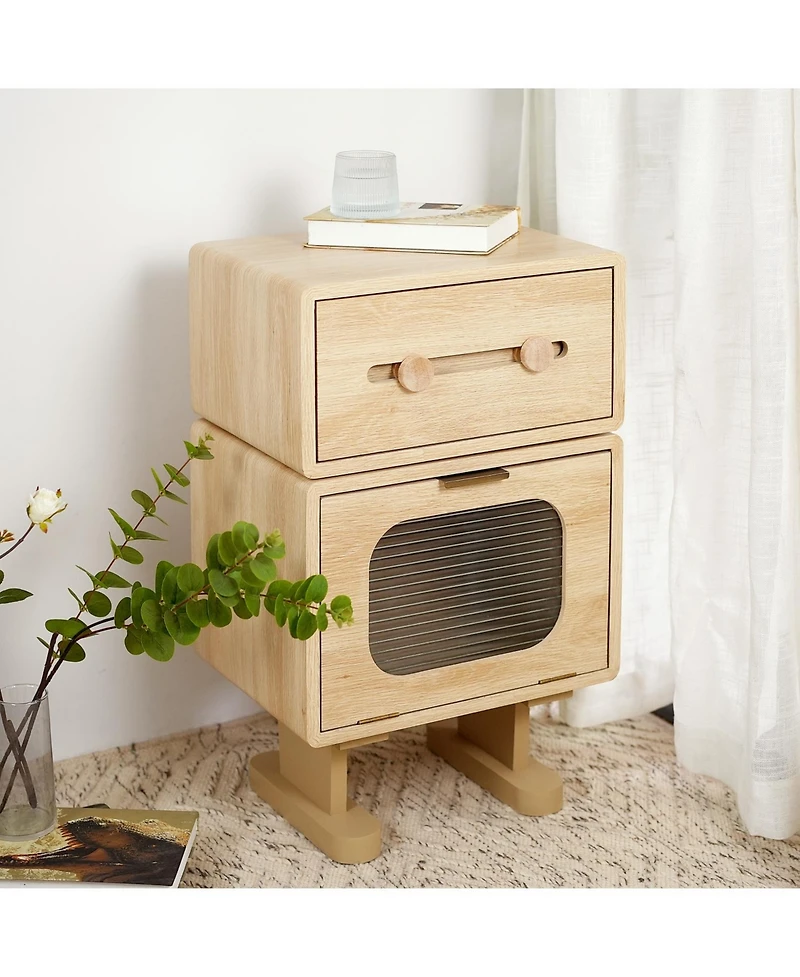 Streamdale Furniture Robot Side Table with Rotating Top & Storage