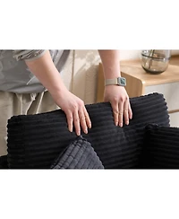 Streamdale Furniture Corduroy Chaise Lounge Sofa with Ottoman & Storage