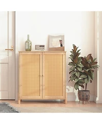 Streamdale Furniture Rattan Door Mid-Century Modern Storage Cabinet