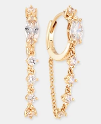 Anne Klein Cubic Zirconia Linear Charm Huggie Hoop Earrings