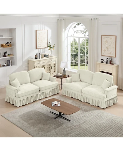 Streamdale Furniture Modular Sofa Set, Flared Arms, Removable Skirts, Beige White