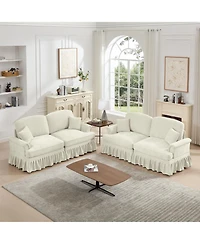 Streamdale Furniture Modular Sofa Set, Flared Arms, Removable Skirts, Beige White