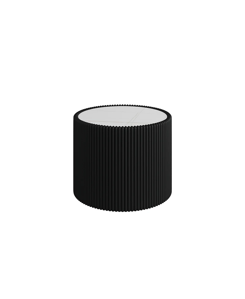 Streamdale Furniture Light Marble Top Leather End Table