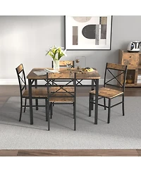 Streamdale Furniture Rustic Brown Dining Table Set for 4
