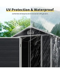 Streamdale Furniture 4 ft x 6 ft Outdoor plastic Storage Shed with floor, Black