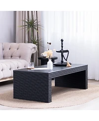 Streamdale Furniture Modern Black Ribbed Coffee Table