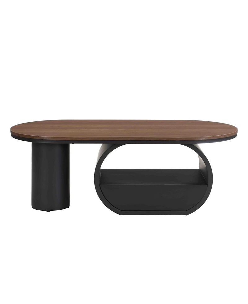 Streamdale Furniture Luxury Industrial Oval Coffee Table w/ Drawer