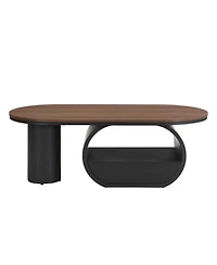 Streamdale Furniture Luxury Industrial Oval Coffee Table w/ Drawer