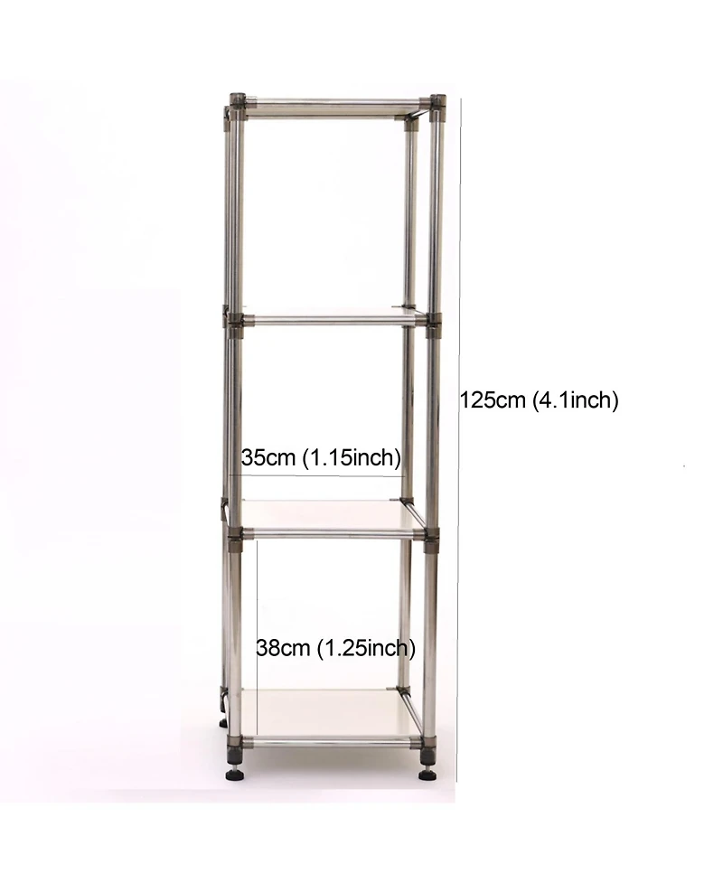 Streamdale Furniture Korean 4-Tier Stainless Steel Shelving Unit (49"H x 14.9"W