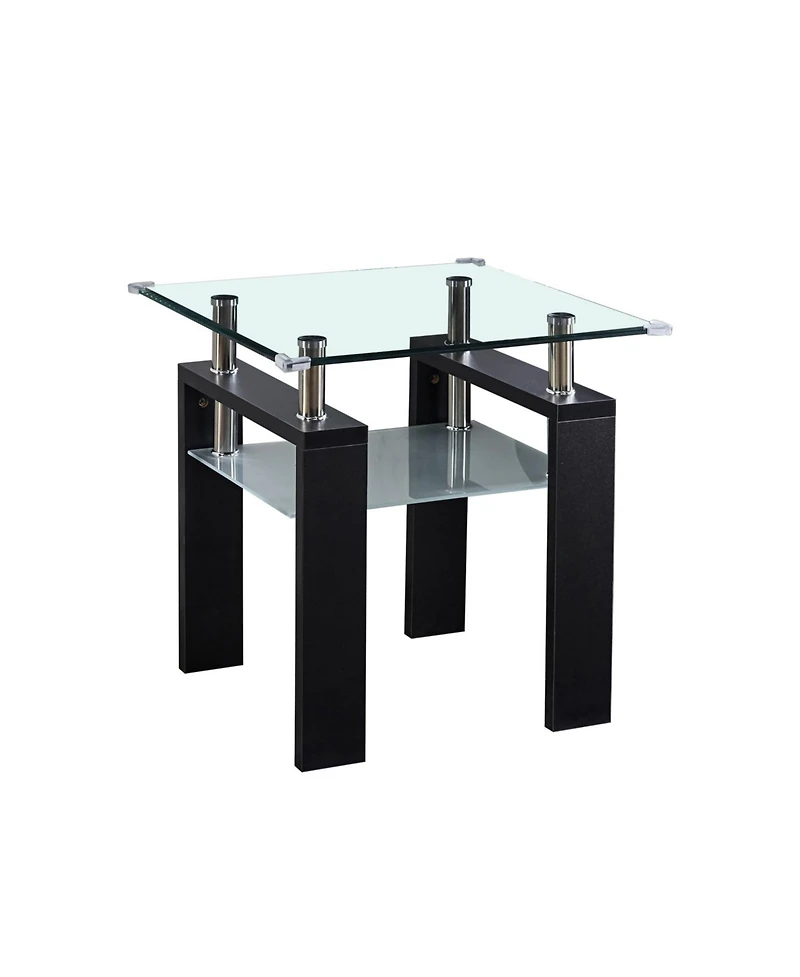 Streamdale Furniture Clear Glass Top Side Table, 24"x24"x24" End Table, Modern Design For Home