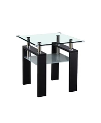 Streamdale Furniture Clear Glass Top Side Table, 24"x24"x24" End Table, Modern Design For Home
