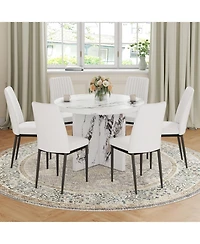 Streamdale Furniture 7-Piece Dining Set 42" Round Table & 6 Upholstered Chairs