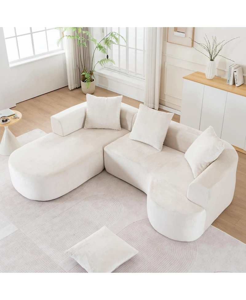 Streamdale Furniture Modular Sectional Sofa L-Shape Chaise Beige Corduroy