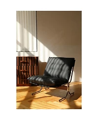 Streamdale Furniture Leather Chair with Metal Legs (Black)
