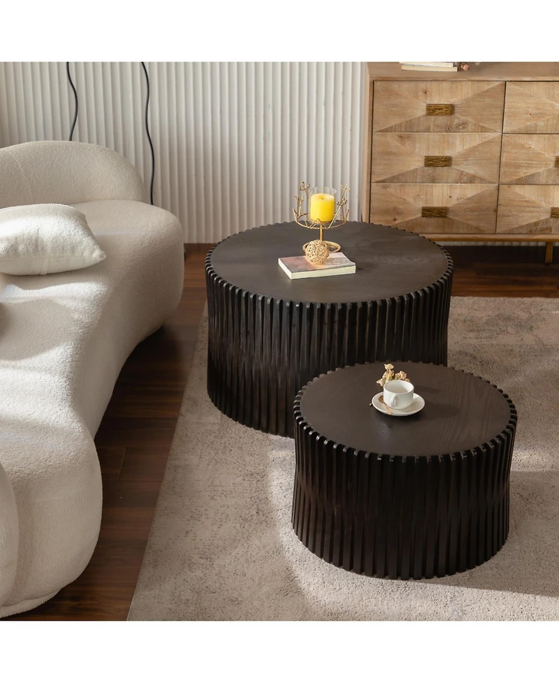 Streamdale Furniture Vintage Dark Brown Nesting Coffee Table Set (Set of 2)