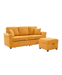 Streamdale Furniture L-Shaped Sectional Sofa w/ Storage Ottoman, Usb, Cup Holder