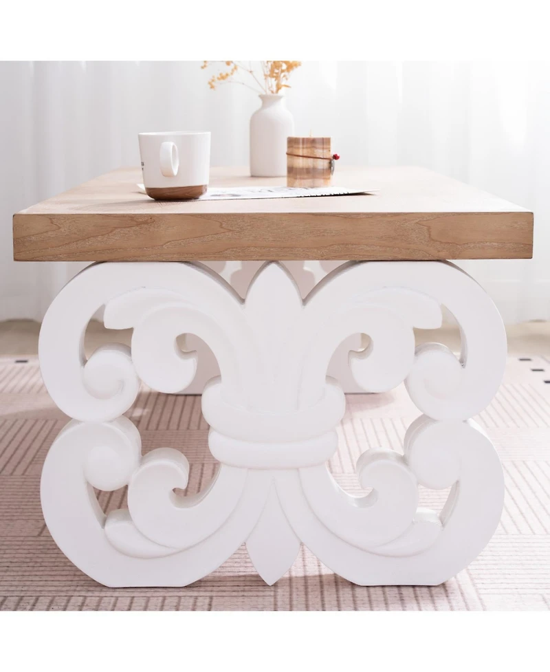 Streamdale Furniture Ornate Wood Coffee Table - Farmhouse Style, Carved Base.