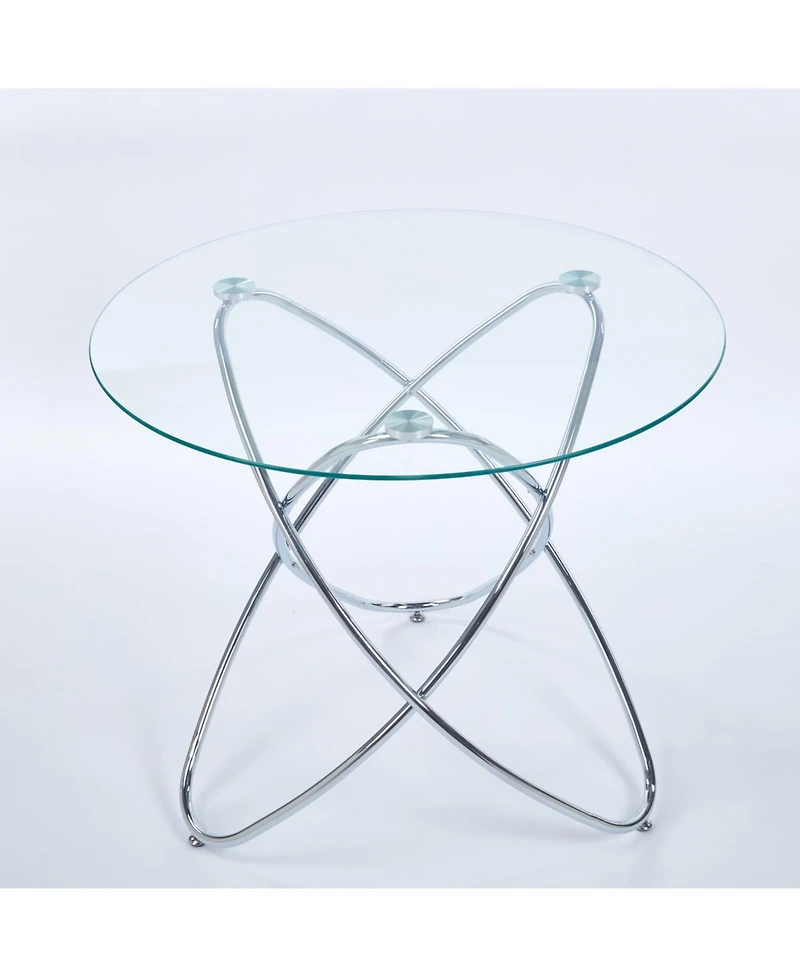 Streamdale Furniture Modern Tempered Glass Dining Table with Chrome Legs