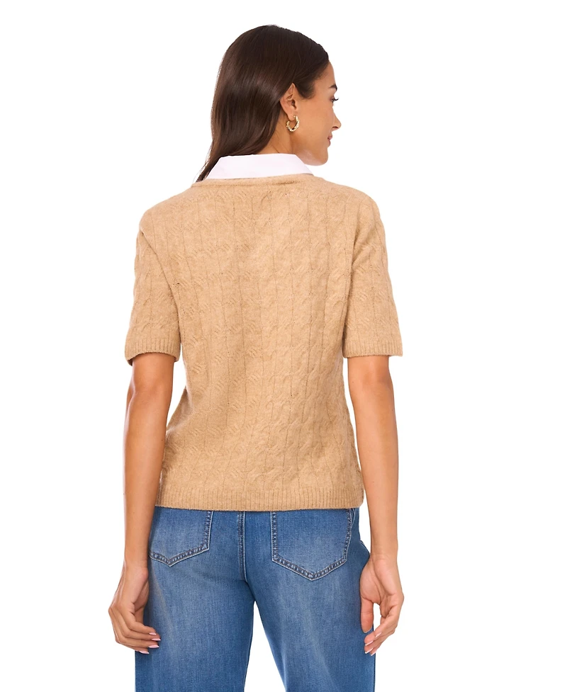 Vince Camuto Women's Attached Shirt Combo Sweater