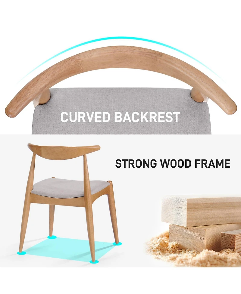 Streamdale Furniture Rubberwood Dining Chairs (Set of 2) - Natural/Beige