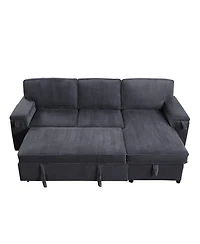 Streamdale Furniture Upholstery Sleeper Grey Sectional Sofa with Storage Space
