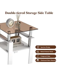 Streamdale Furniture Modern Glass Tea/Coffee Table Set - Brown/White