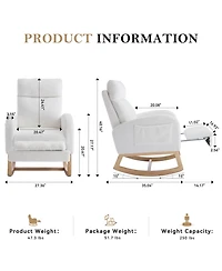 Streamdale Furniture Teddy Fabric Leisure Rocking Chair with Adjustable Footstool White