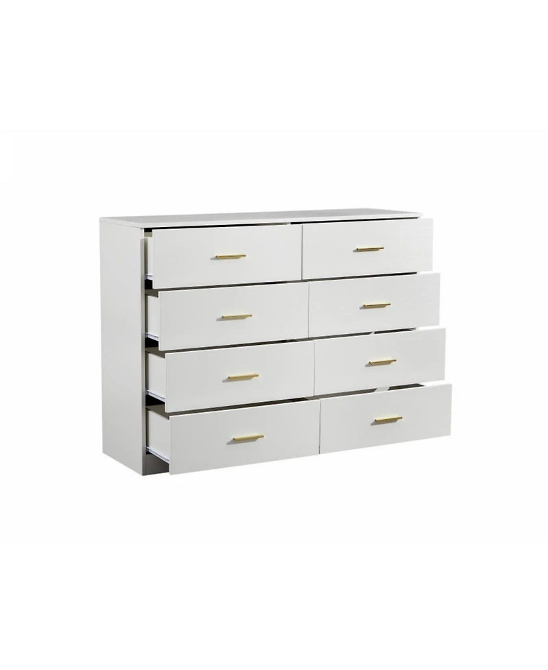Streamdale Furniture + 8-Drawer + Wood + Modern White Finish + Bedroom Dresser