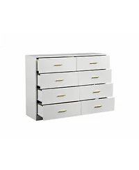 Streamdale Furniture + 8-Drawer + Wood + Modern White Finish + Bedroom Dresser